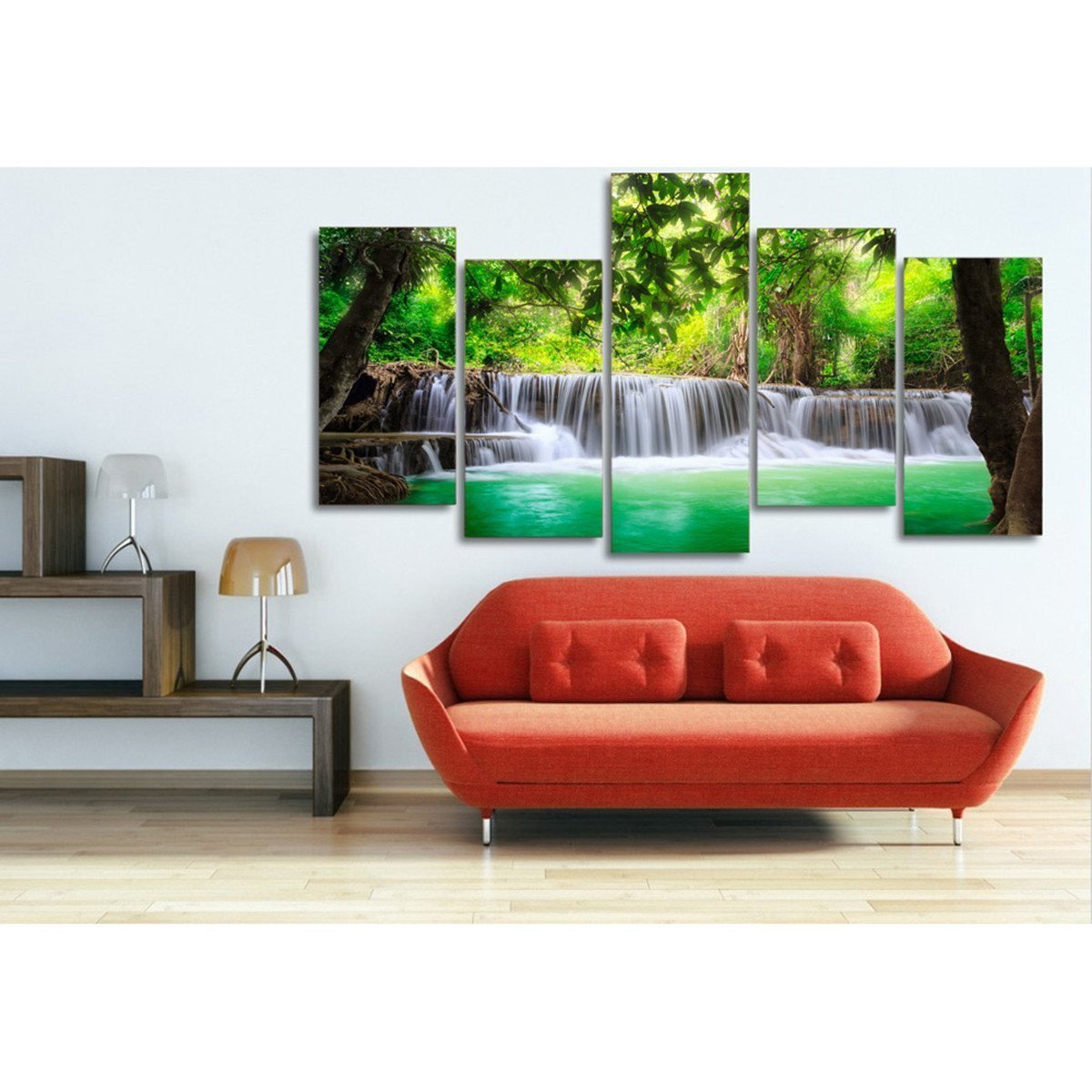 Tropical Waterfalls 5 Piece Canvas Wall