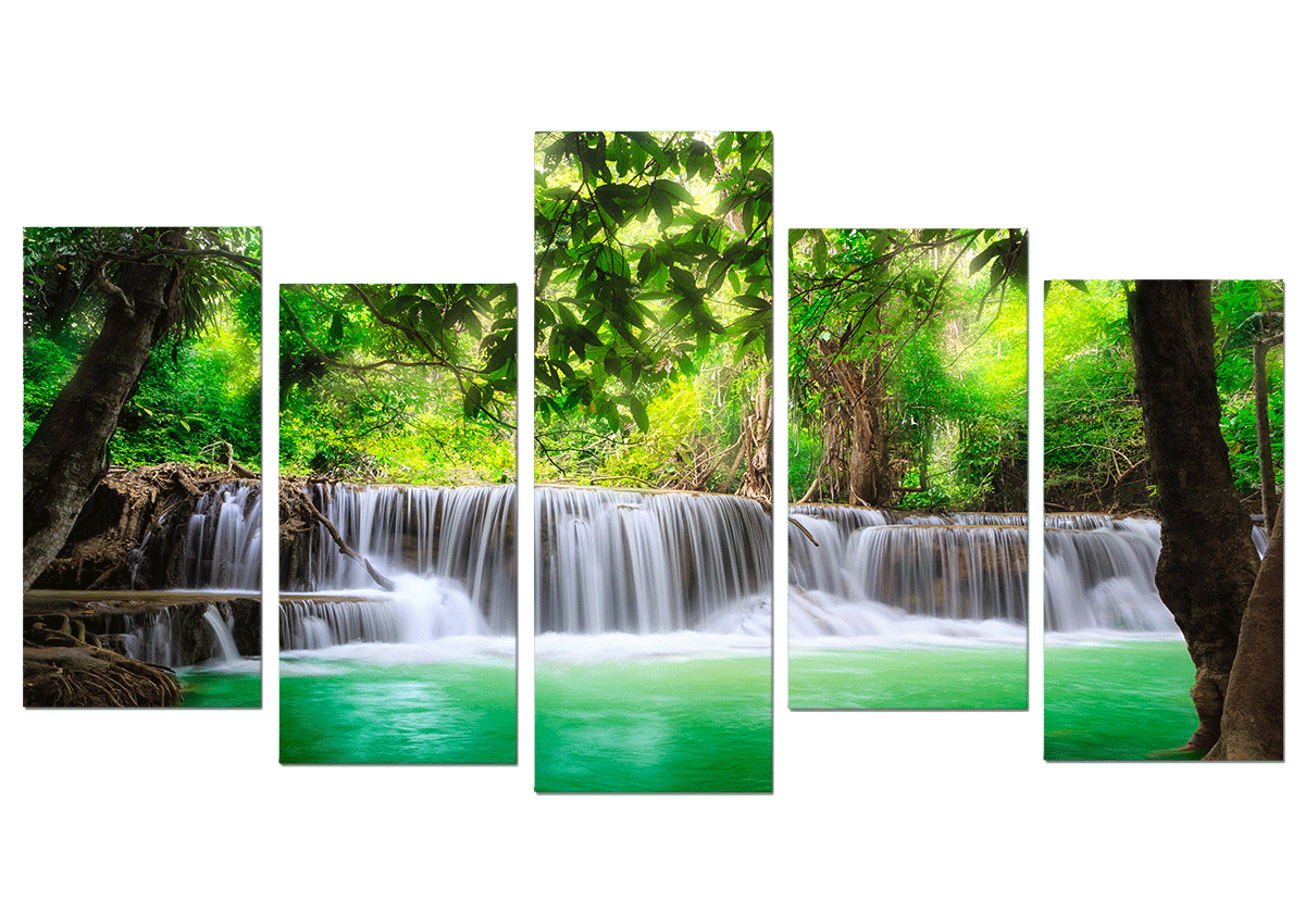 Tropical Waterfalls 5 Piece Canvas Wall