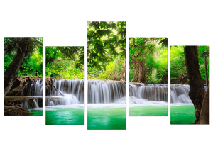 Tropical Waterfalls 5 Piece Canvas Wall